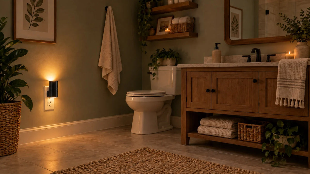 Ezzede - Home Glow Kit providing a soft glow in a cozy bathroom